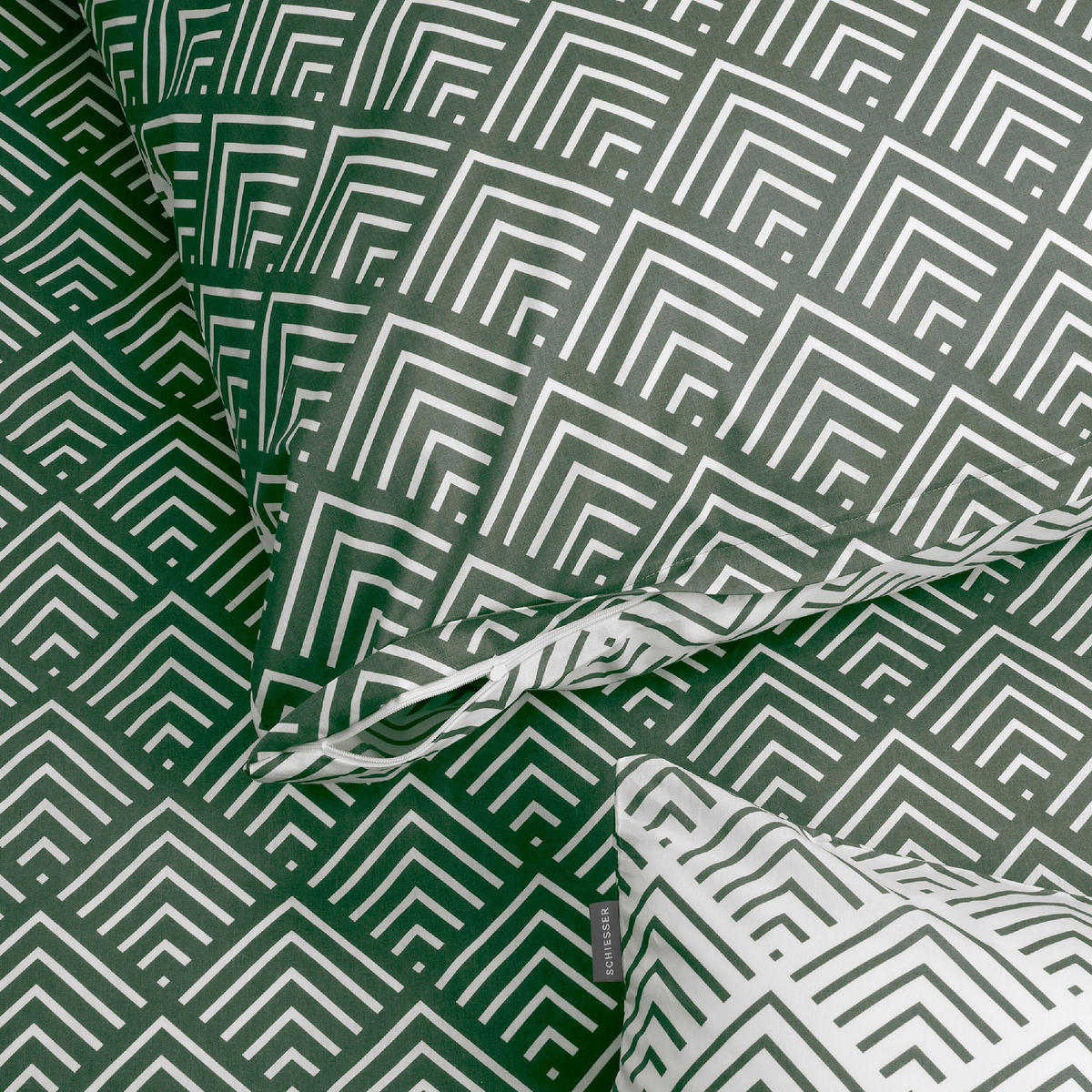 BETTWÄSCHE MABEL Renforcé 155/220 cm  - Dunkelgrün, Basics, Textil (155/220cm)
