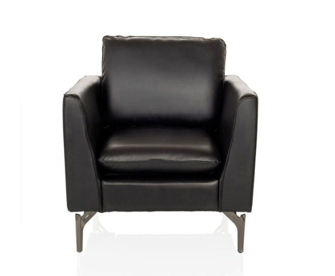 SESSEL in Lederlook Schwarz  - Schwarz, MODERN, Leder/Metall (75/65/73cm) - MID.YOU