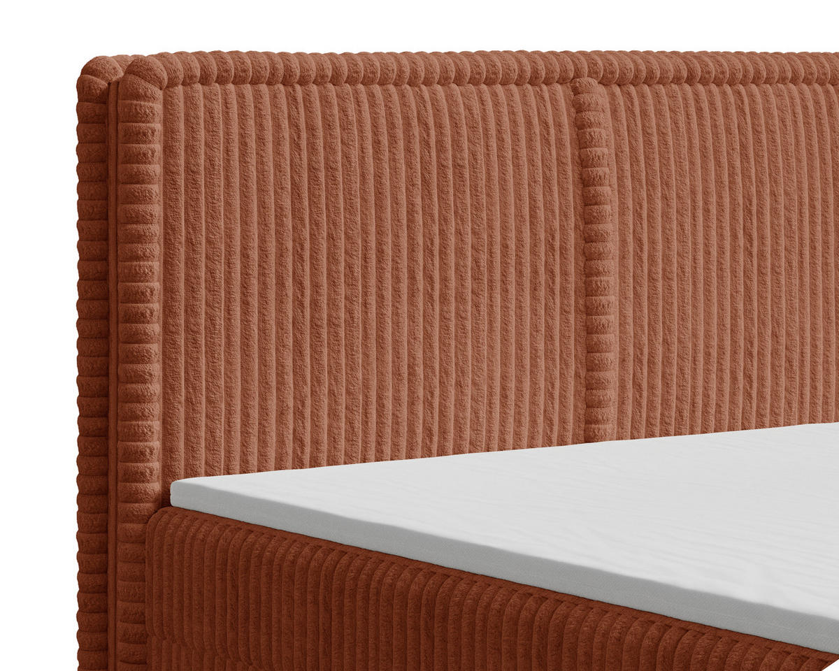 BOXBETT 140/200 cm,  in Terracotta, Bettkasten, Topper, H2 + H3 = mittel + fest  - Terracotta/Schwarz, MODERN, Holz/Kunststoff (140/200cm) - MID.YOU