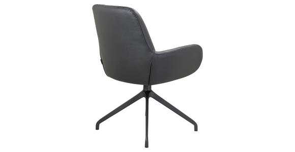 ARMLEHNSTUHL  Sitzfläche 360° drehbar, inklusive Armlehnen, automatische Rückholfunktion  Echtleder  Schwarz  - Schwarz, Design, Leder/Metall (64/89/65cm) - Dieter Knoll