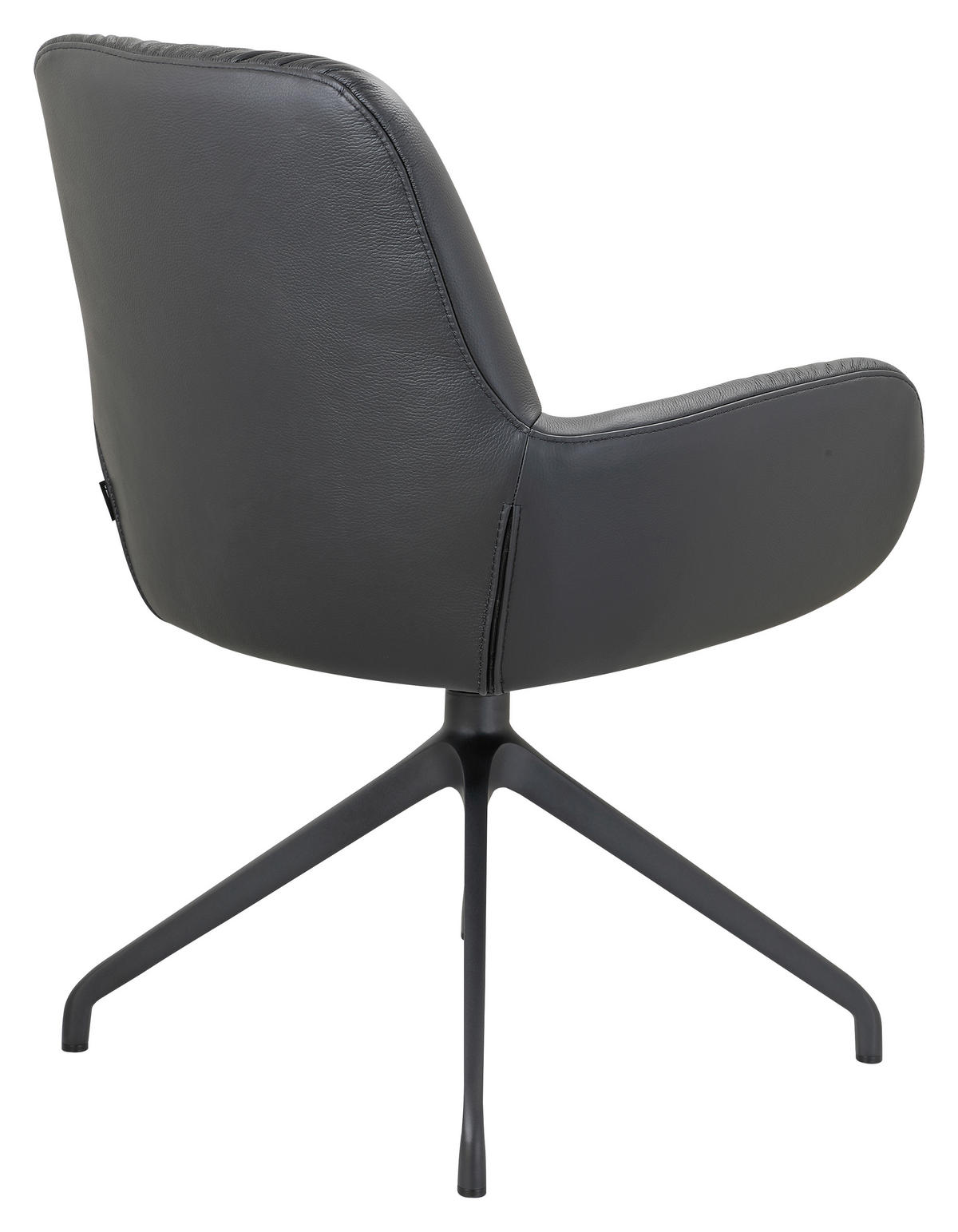 ARMLEHNSTUHL  Sitzfläche 360° drehbar, inklusive Armlehnen, automatische Rückholfunktion  Echtleder  Schwarz  - Schwarz, Design, Leder/Metall (64/89/65cm) - Dieter Knoll