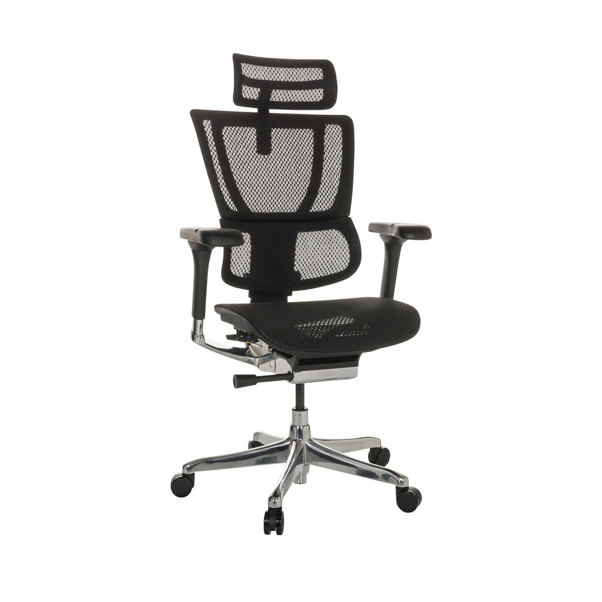 DREHSTUHL Netz Schwarz  - Silberfarben/Schwarz, Basics, Kunststoff/Textil (69/116-138/66cm) - MID.YOU