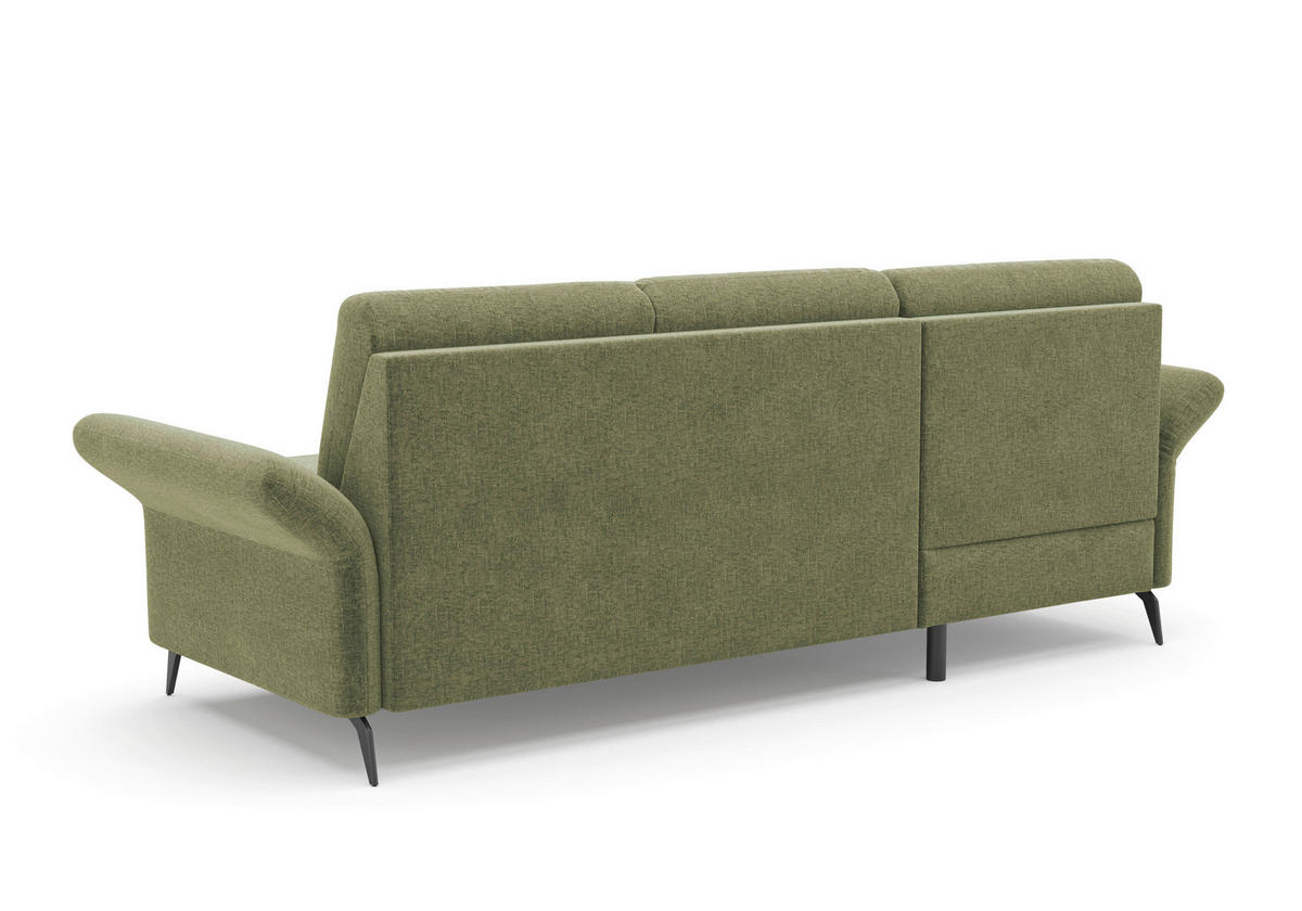 ECKSOFA ROCHELLE E Hellgrün Flachgewebe  - Schwarz/Hellgrün, KONVENTIONELL, Textil/Metall (164/251cm) - Sit & More