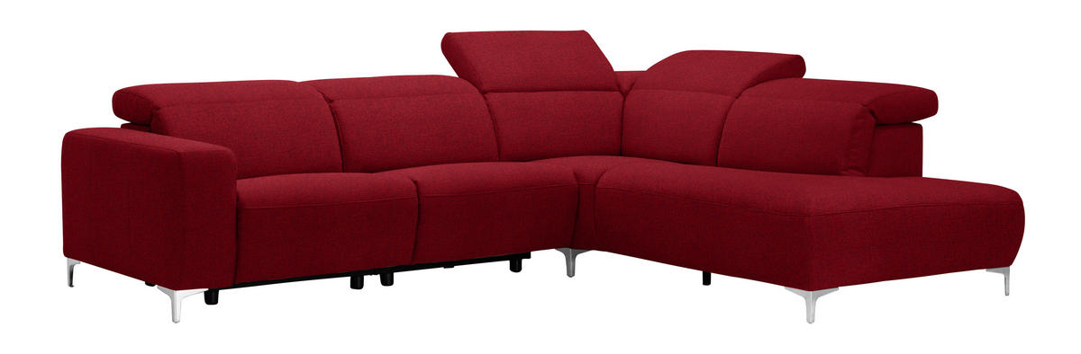 ECKSOFA Rot Flachgewebe  - Rot, Design, Textil/Metall (290/238cm) - Pure Home Lifestyle