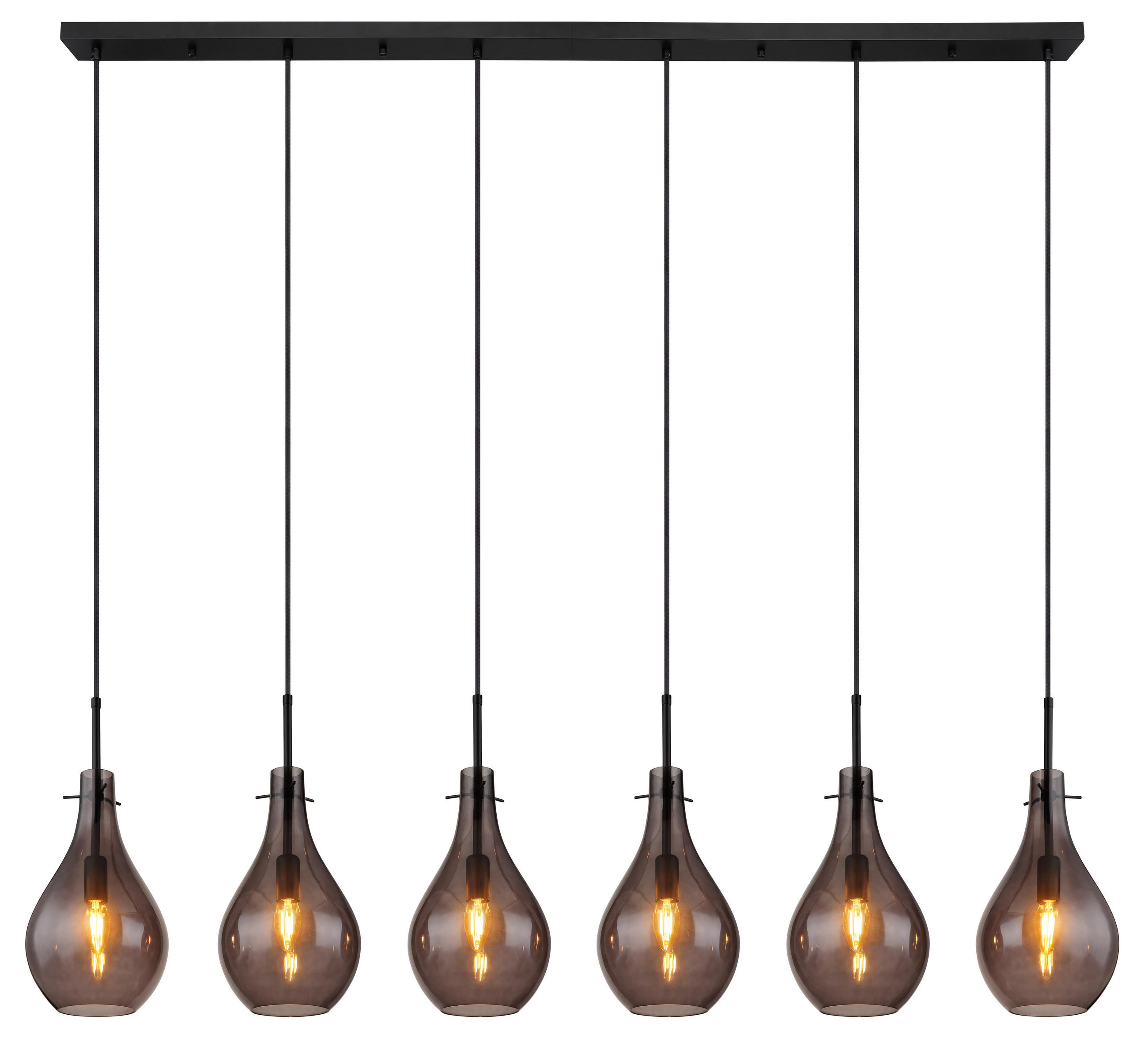 HÄNGELEUCHTE 140/18/120 cm    - Schwarz, Design, Glas/Metall (140/18/120cm) - Globo