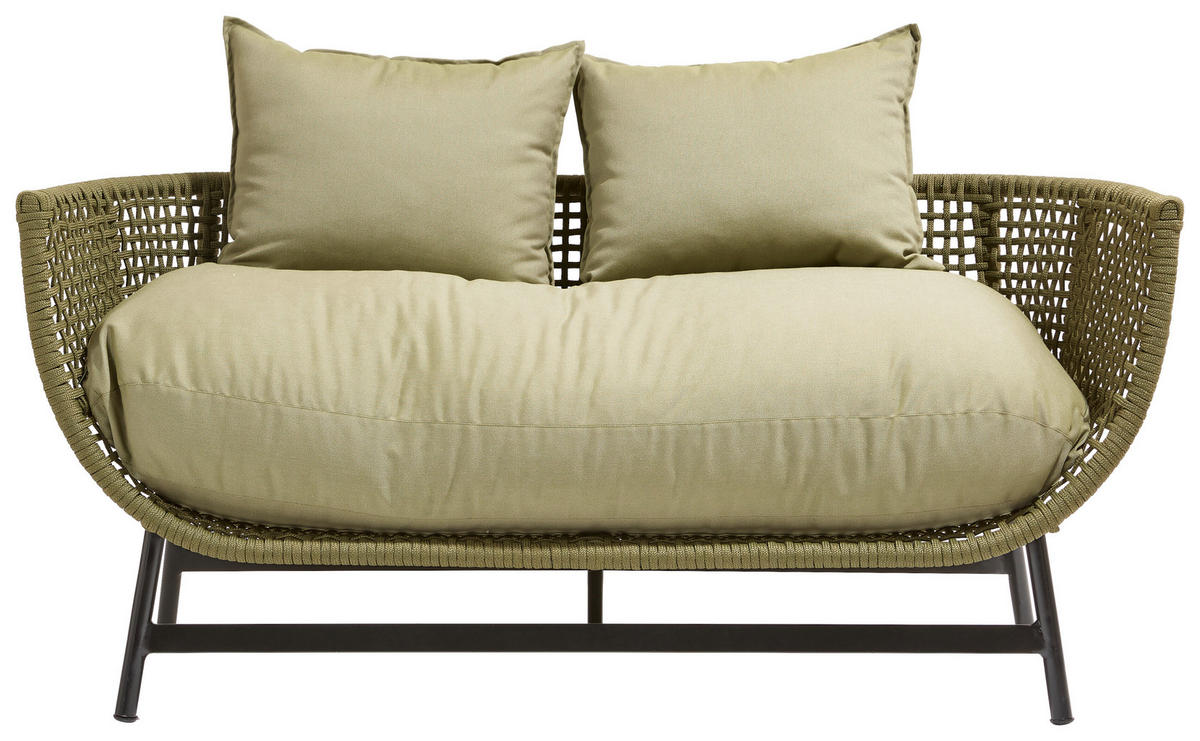 LOUNGESOFA 160/75/64 cm Aluminium  - Schwarz/Olivgrün, MODERN, Kunststoff/Textil (160/75/64cm) - Jan Kurtz