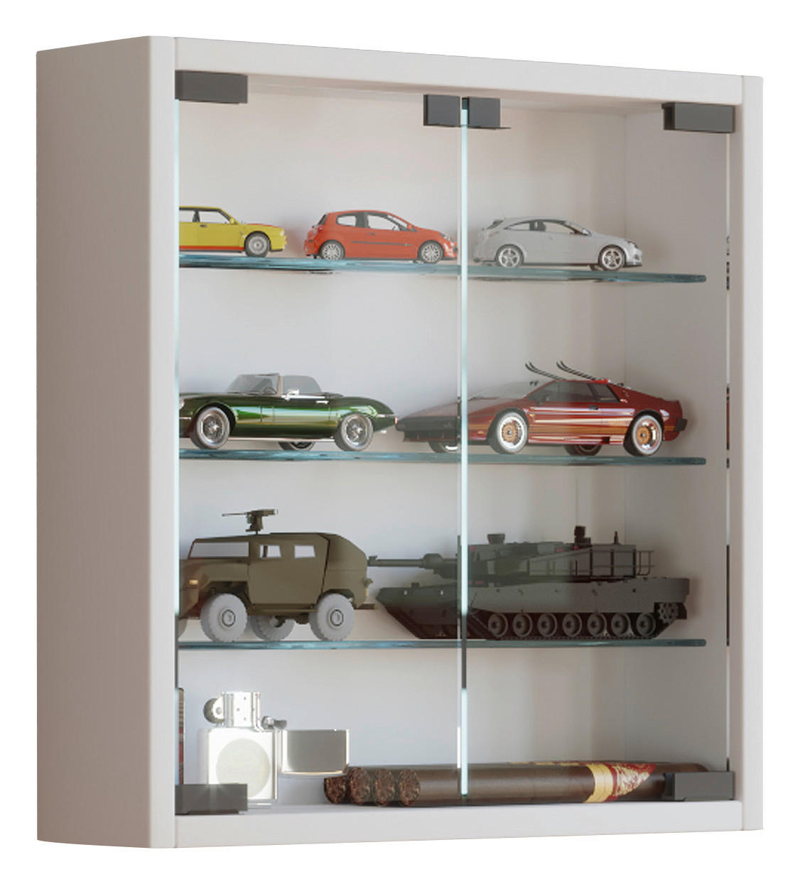 HÄNGEVITRINE Weiß Befestigungsmaterial - Klar/Schwarz, KONVENTIONELL, Glas/Kunststoff (40/40/10cm) - MID.YOU