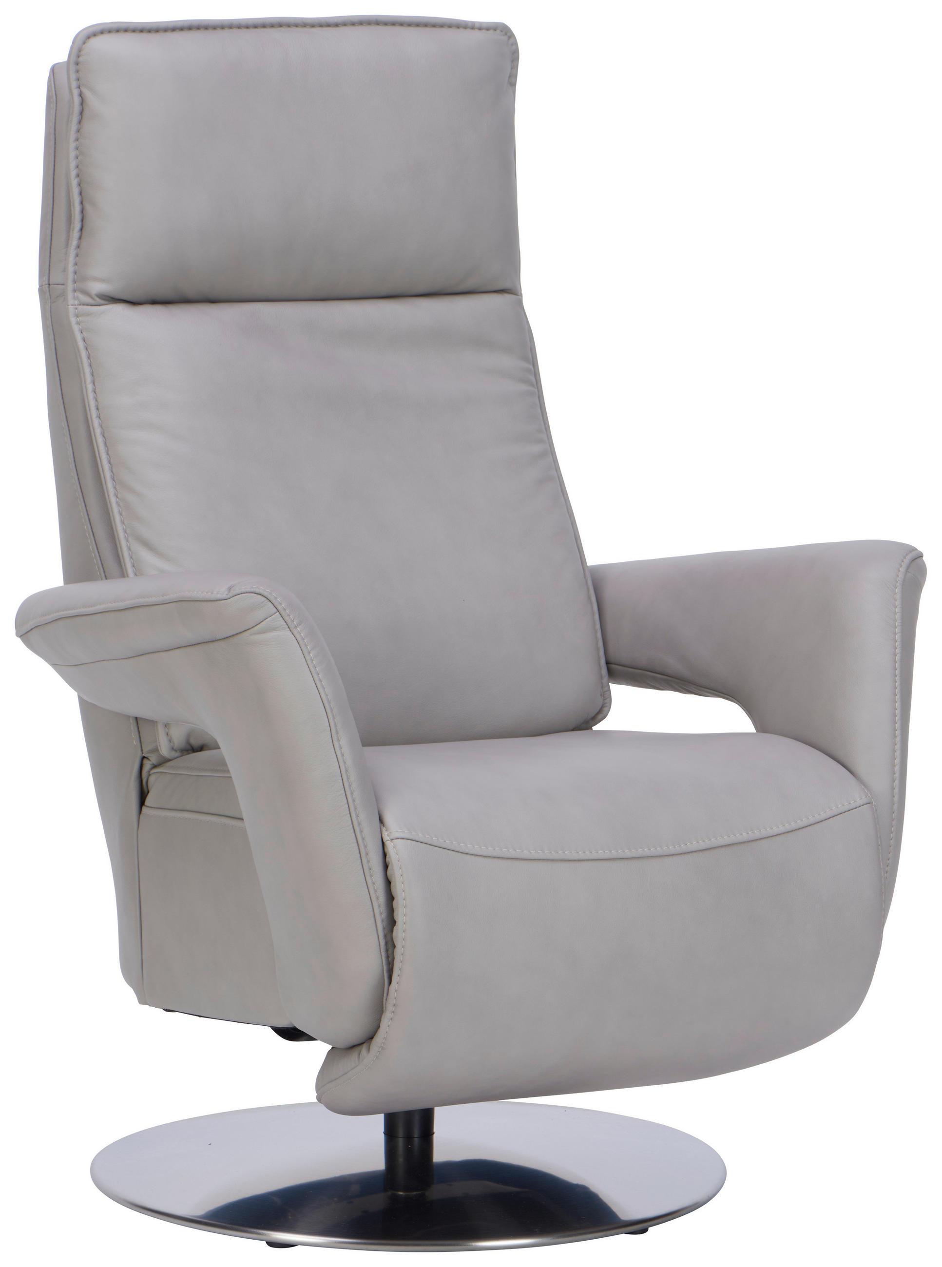 RELAXSESSEL in Leder Hellgrau  - Edelstahlfarben/Hellgrau, Design, Leder/Metall (83/112/87cm) - Valdera
