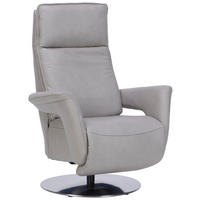 RELAXSESSEL in Leder Hellgrau  - Edelstahlfarben/Hellgrau, Design, Leder/Metall (83/112/87cm) - Valdera