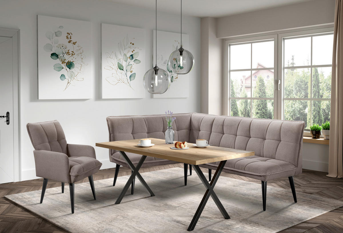 KLUPA KUTNA  bež  drvo, tekstil, drvni materijal      - bež/crna, Moderno, drvni materijal/drvo (240/161cm) - Livetastic