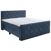 BOXSPRINGBETT 180/200 cm,  in Dunkelblau, Matratze, Bettkasten, Topper, H3 = fest  - Schwarz/Dunkelblau, KONVENTIONELL, Kunststoff/Textil (180/200cm) - home24