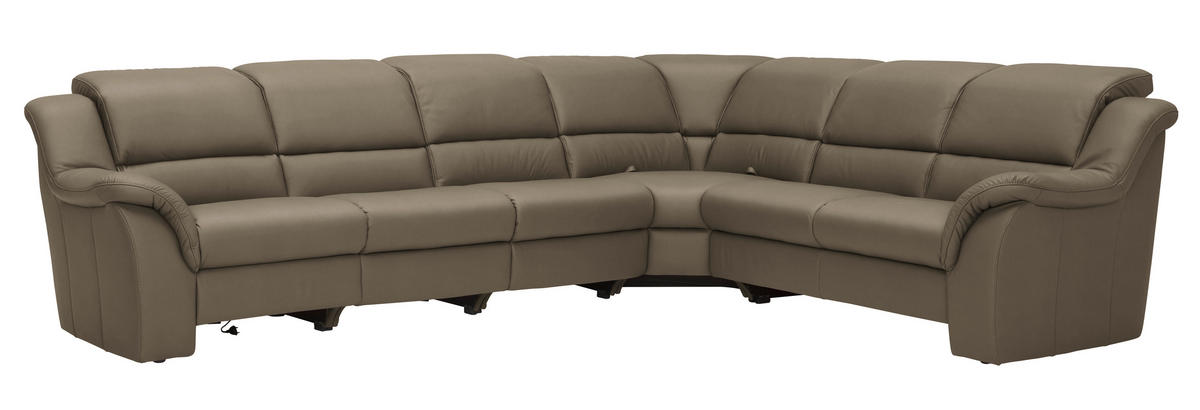 ECKSOFA  in Echtleder Greige  324/260 cm  - Chromfarben/Greige, KONVENTIONELL, Leder/Kunststoff (324/260cm) - Cantus