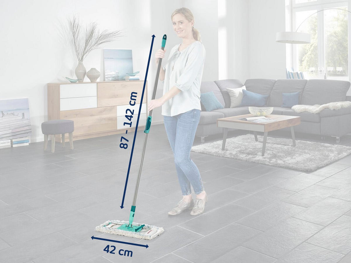 BODENWISCHER  - Türkis/Weiß, Basics, Textil/Metall (42/87-142cm) - Leifheit