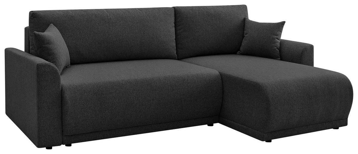 ECKSOFA KIMMY Schwarz Flachgewebe Zierkissen, Rückenkissen, Bettkasten  - Schwarz, Design, Kunststoff/Textil (233/146cm) - P & B