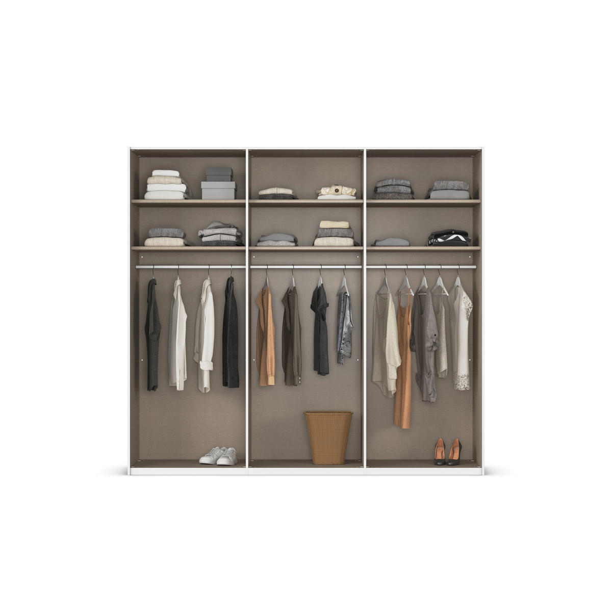 SCHWEBETÜRENSCHRANK 242/223/68 cm 3-türig Champagner, Schwarz  - Champagner/Schwarz, KONVENTIONELL, Glas/Holzwerkstoff (242/223/68cm) - Novel