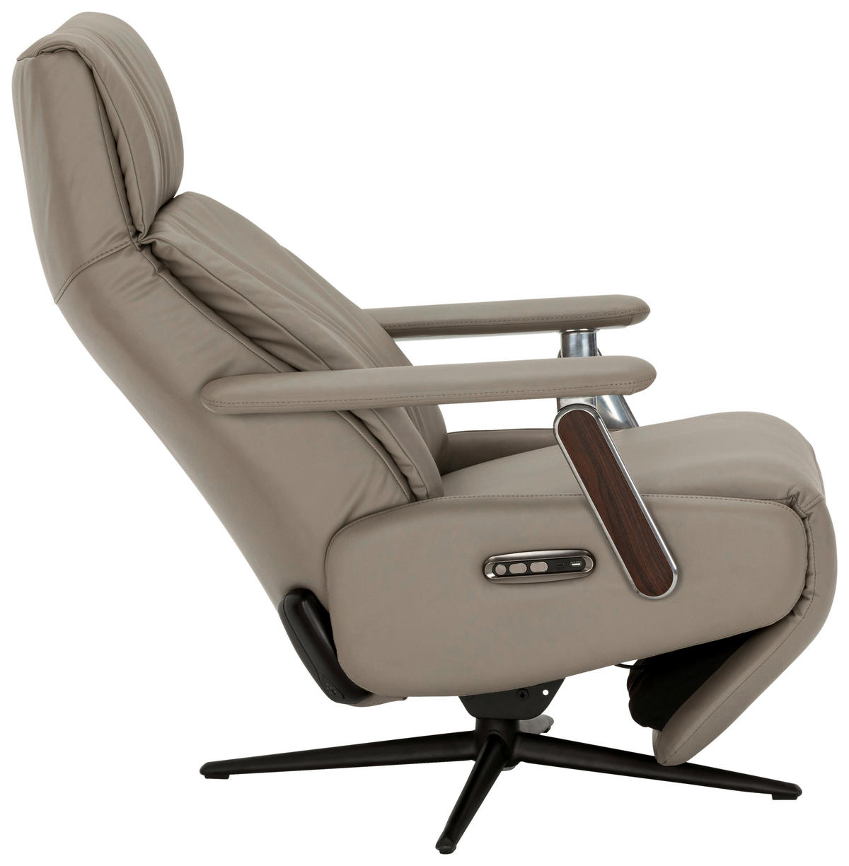 RELAXSESSEL Lederlook Echtleder    - Taupe/Schwarz, KONVENTIONELL, Leder/Textil (73/116/84cm) - Livetastic