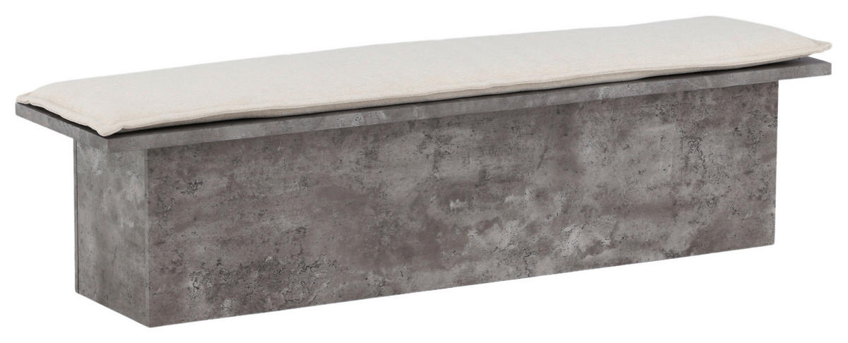 SITZBANK 160/45/40 cm Textilgeflecht Grau, Weiß furniert  - Weiß/Grau, Design, Textil (160/45/40cm) - Livetastic