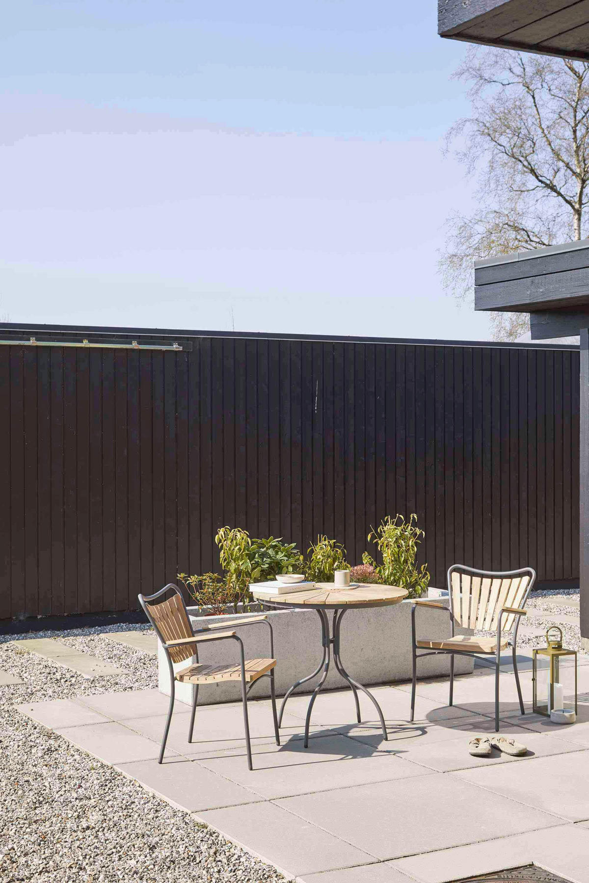 GARTENTISCH 80/80/74 cm Holz Anthrazit, Teakfarben rund  - Anthrazit/Teakfarben, Konventionell, Holz/Metall (80/80/74cm) - Gardenson