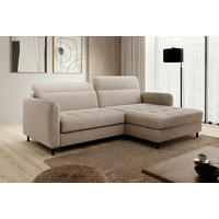 ECKSOFA in Velours Beige  228/165 cm  - Beige/Schwarz, Design, Textil/Metall (228/165cm) - MID.YOU