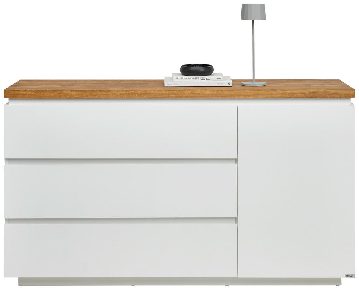 SIDEBOARD 145/82/42 cm  in Weiss, Eichefarben  - Weiss/Eichefarben, Konventionell, Holz/Holzwerkstoff (145/82/42cm) - Novel