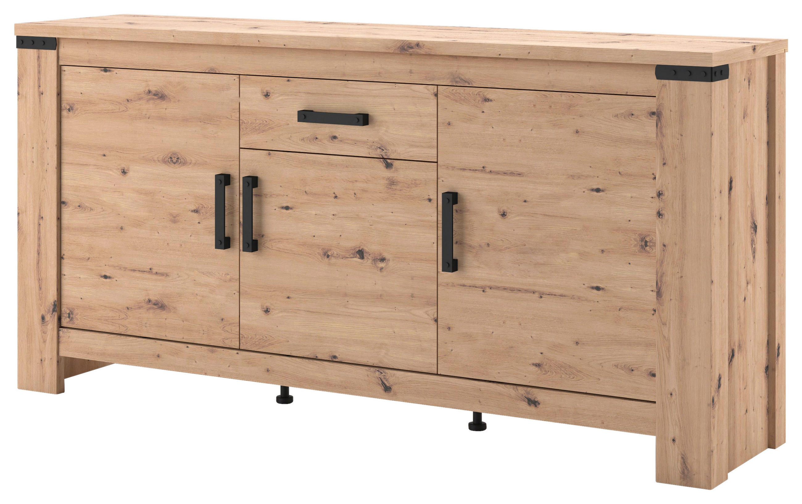 TÁLALÓSZEKRÉNY 174/86/43 cm  - fekete/Artisan tölgy, Basics, műanyag/faalapú anyag (174/86/43cm) - Hom`in