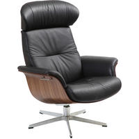 RELAXSESSEL in Holz, Metall, Leder Schwarz, Nussbaumfarben, Alufarben  - Nussbaumfarben/Schwarz, Natur, Leder/Holz (81/101/80cm) - Conform
