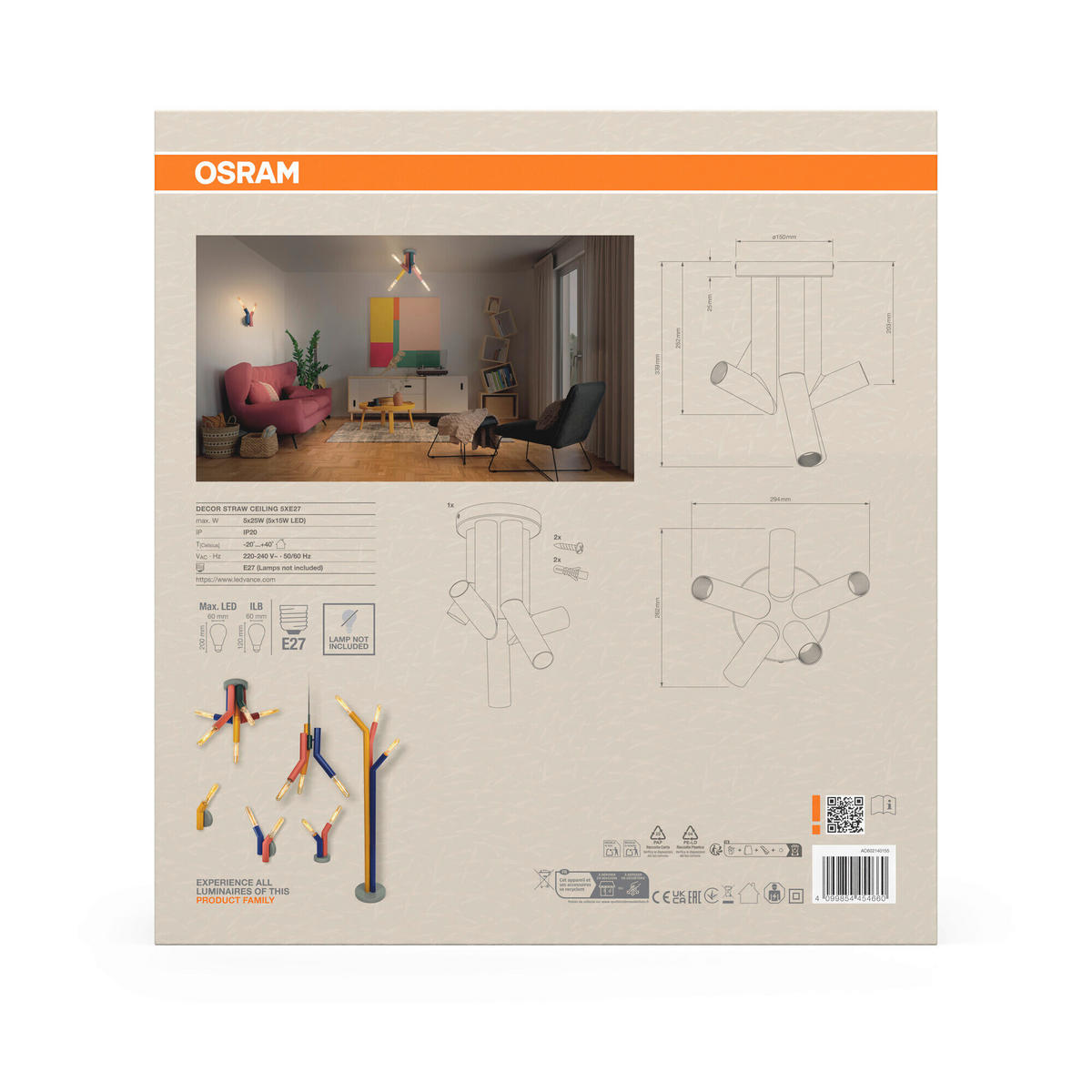 DECKENLEUCHTE    29.4/26.2/33.9 cm  - Design, Metall (29.4/26.2/33.9cm) - Osram