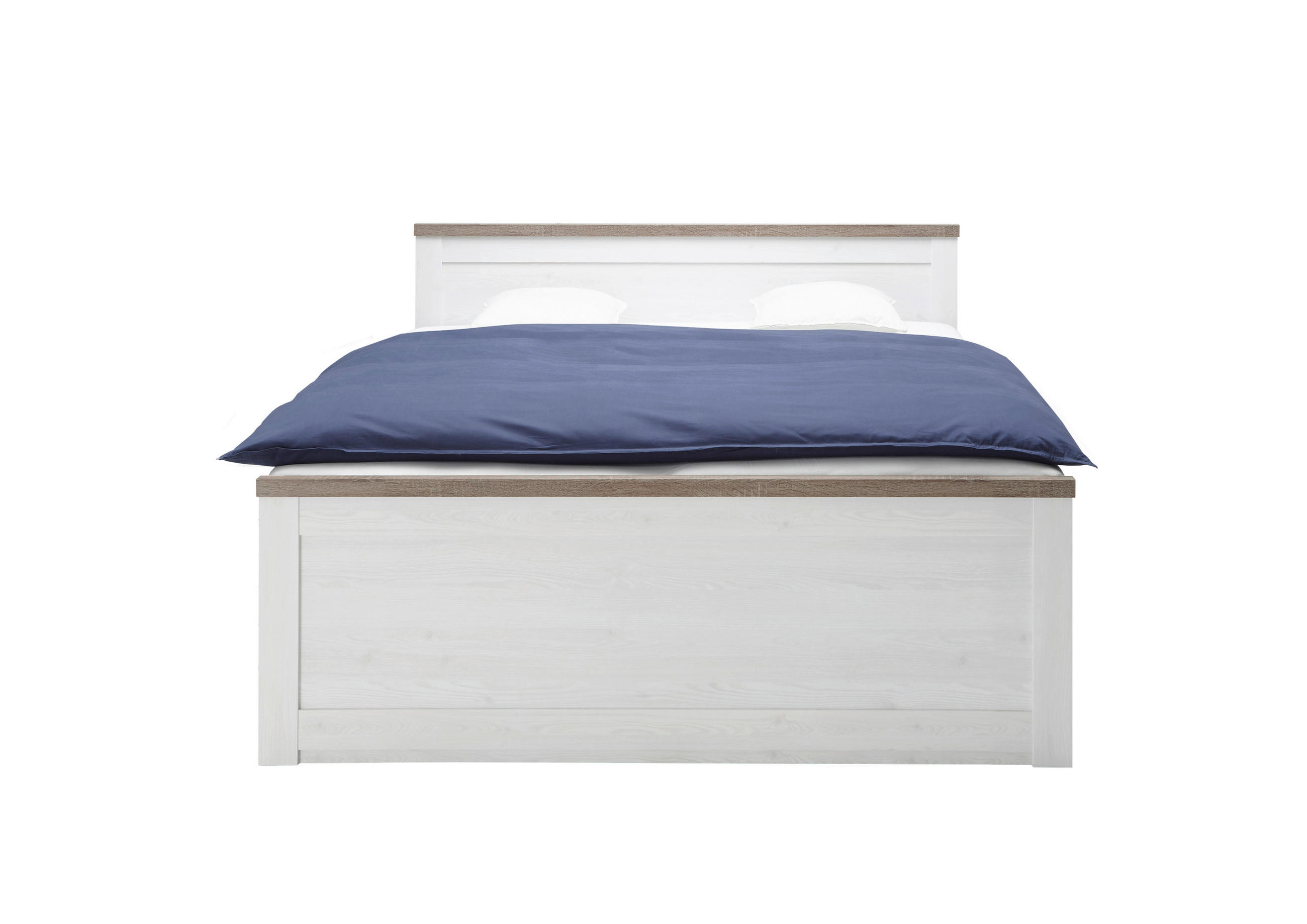 Set Pat Cu Noptiere 160/200 cm  in alb, culoare lemn stejar   - alb/culoare lemn stejar, Basics, material pe bază de lemn (160/200cm) - Carryhome