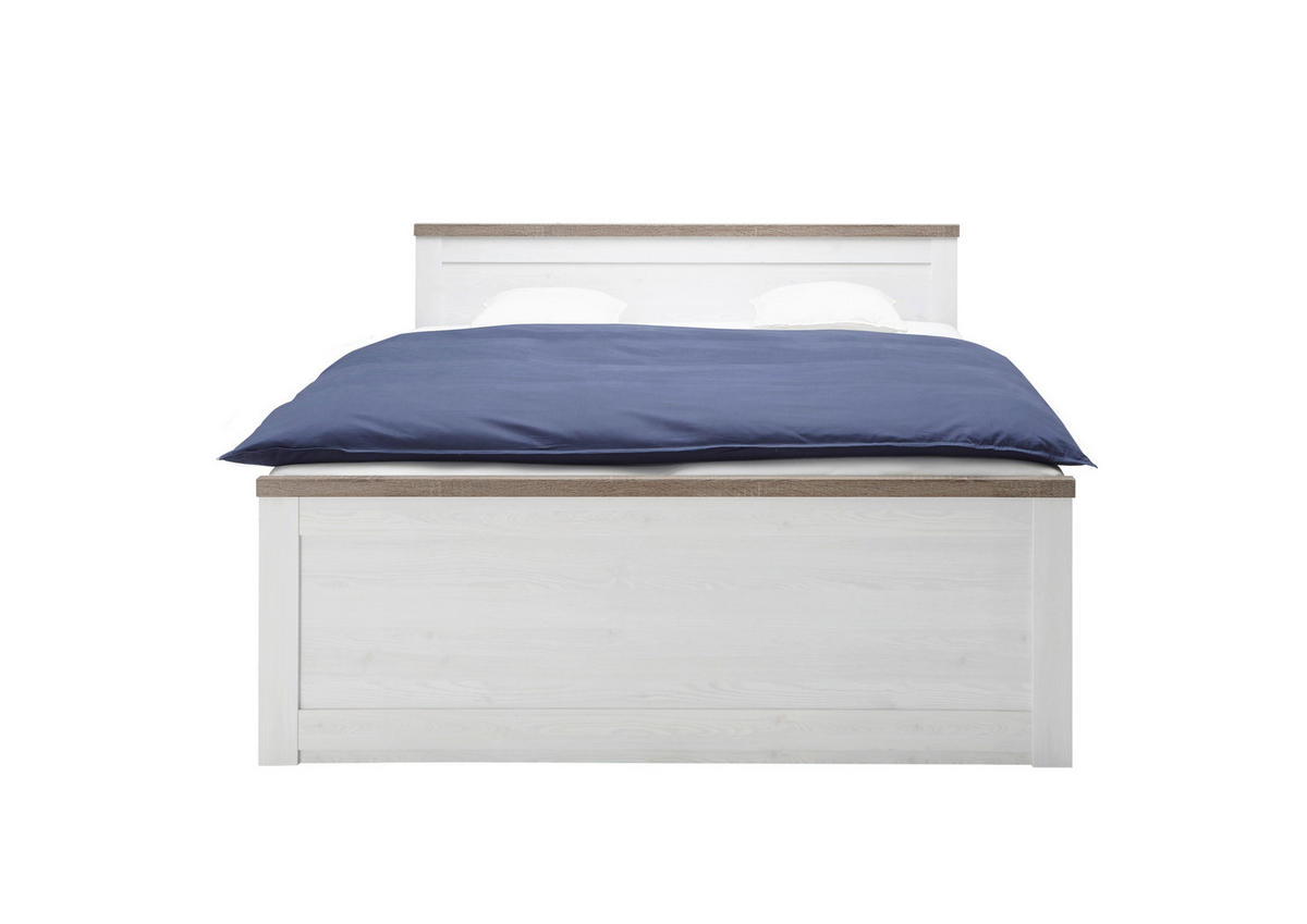 Set Pat Cu Noptiere 160/200 cm  in alb, culoare lemn stejar   - alb/culoare lemn stejar, Basics, material pe bază de lemn (160/200cm) - Carryhome