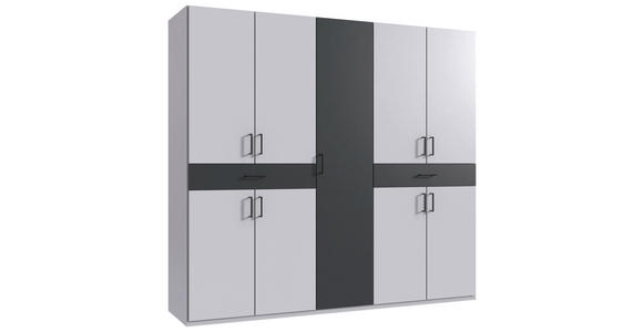 DREHTÜRENSCHRANK  in Graphitfarben, Weiß  - Schwarz/Graphitfarben, KONVENTIONELL, Holzwerkstoff/Kunststoff (225/208/58cm) - Carryhome