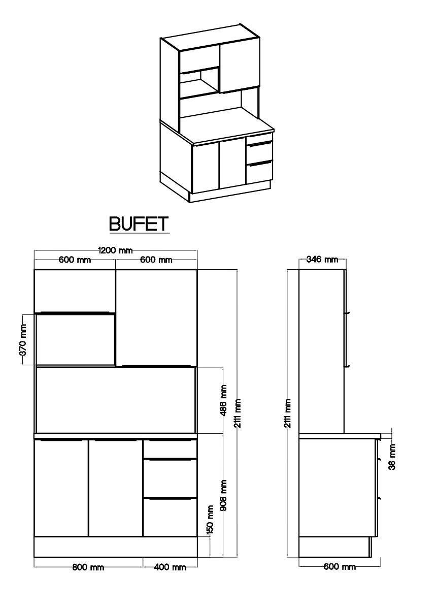 Thumbnail - Respekta Miniküche Marleen, Weiß, Weiß Hochglanz, Kunststoff, 3 Schublade(n) Schubladen, links montierbar, rechts montie...