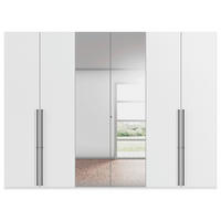 DREHTÜRENSCHRANK 301/223/61 cm,  in Weiß, 6-türig  - Chromfarben/Schwarz, Basics, Glas/Holzwerkstoff (301/223/61cm) - Novel