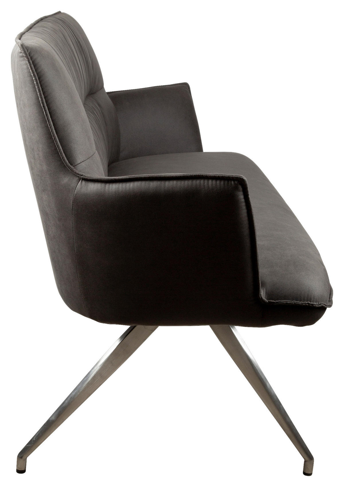 SITZBANK 203,5/88,5/62,5 cm Mikrofaser Edelstahlfarben, Dunkelgrau  - Edelstahlfarben/Dunkelgrau, Design, Textil/Metall (203,5/88,5/62,5cm) - Novel