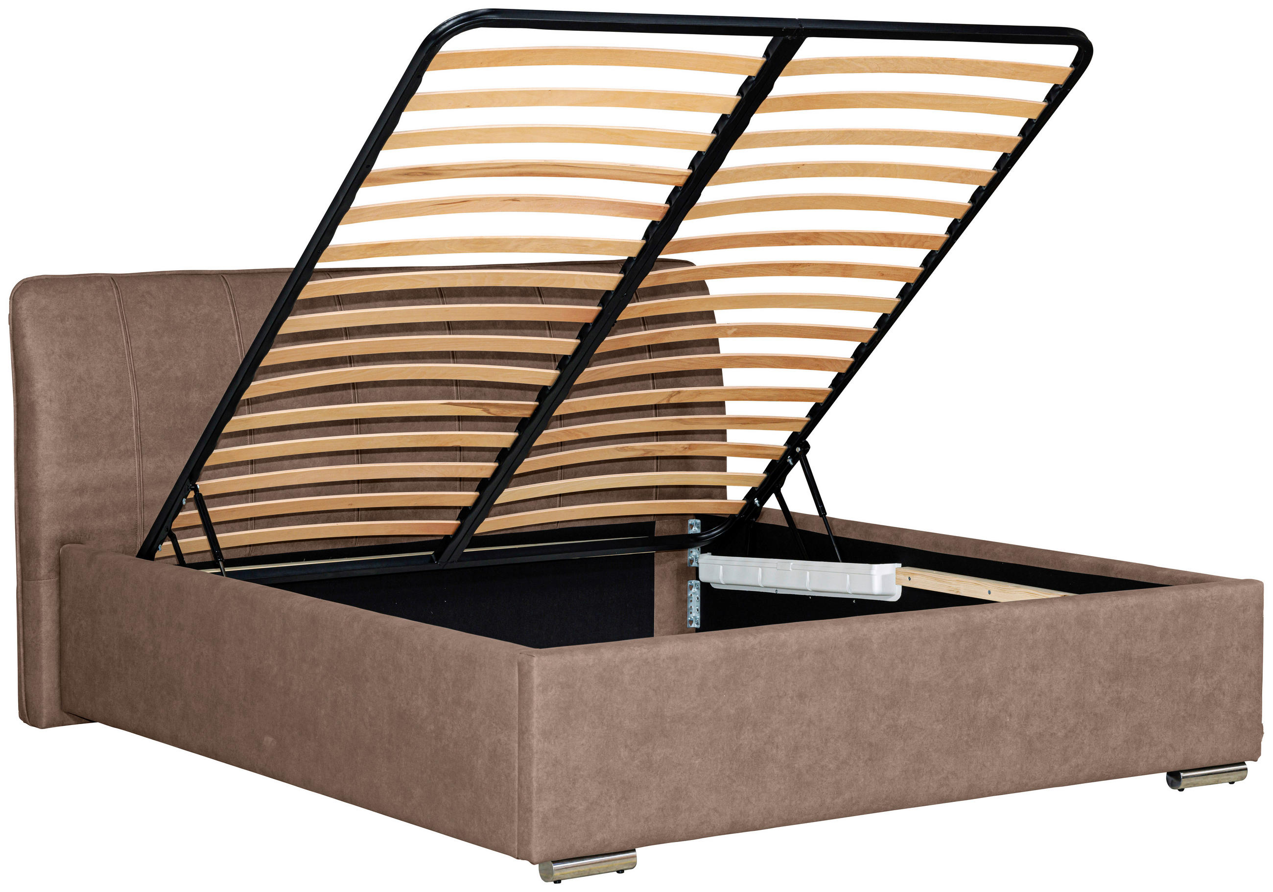 POLSTERBETT 160/200 cm  in Taupe  - Taupe/Chromfarben, Basics, Holz/Textil (160/200cm) - Boxxx