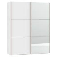 SCHWEBETÜRENSCHRANK  in Weiß  - Edelstahlfarben/Weiß, Design, Glas/Holzwerkstoff (152/195/65cm) - Boxxx