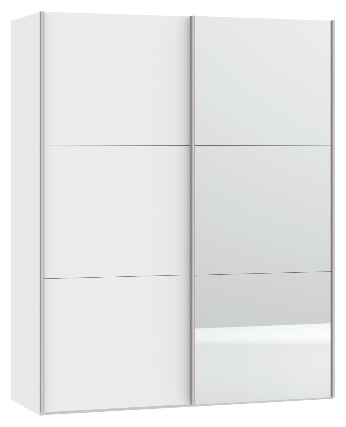 SCHWEBETÜRENSCHRANK  in Weiß  - Edelstahlfarben/Weiß, Design, Glas/Holzwerkstoff (152/195/65cm) - Boxxx