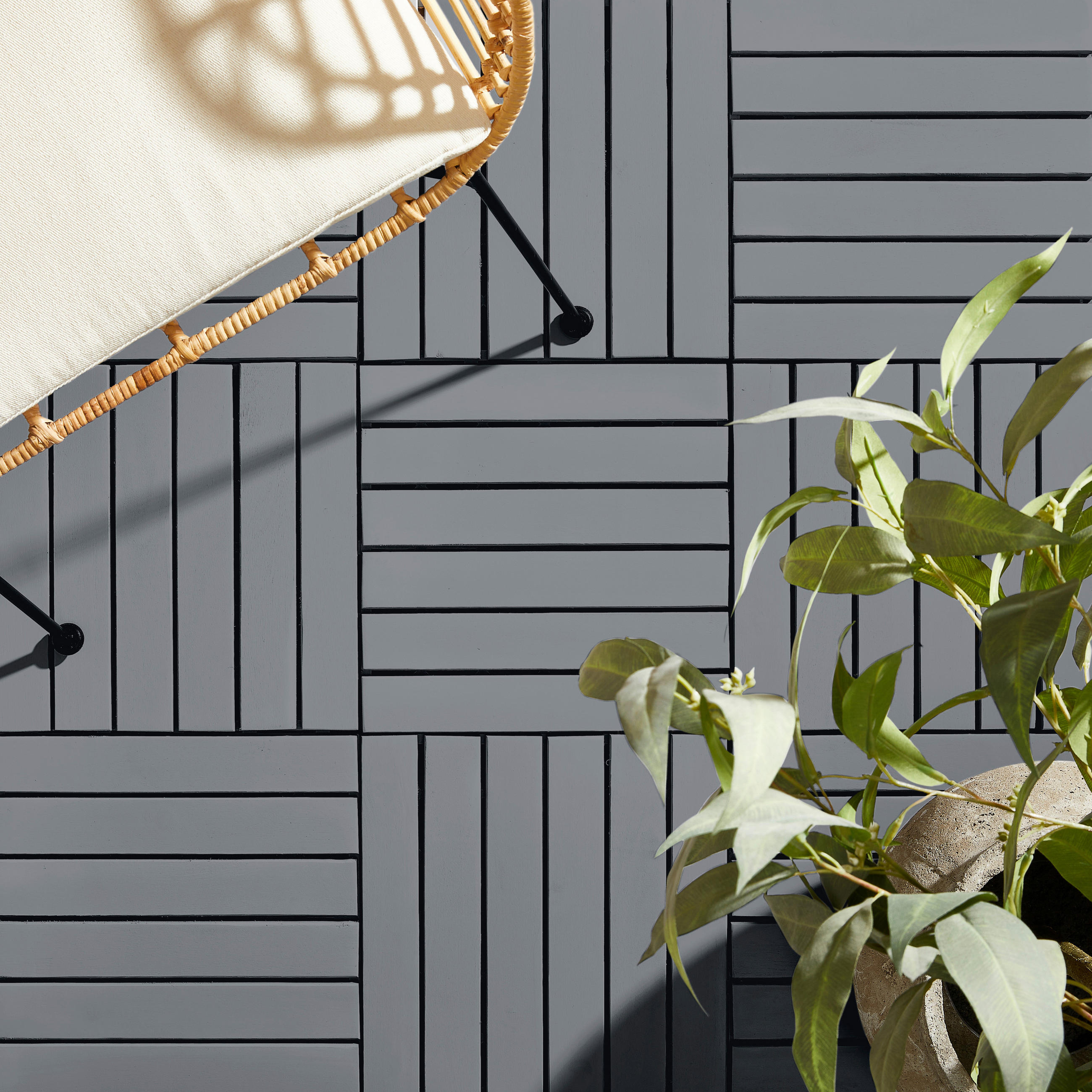 TERRASSENFLIESE 10 Stück - Schwarz/Grau, Design, Holz/Kunststoff (30/30/2,4cm) - Ambia Garden