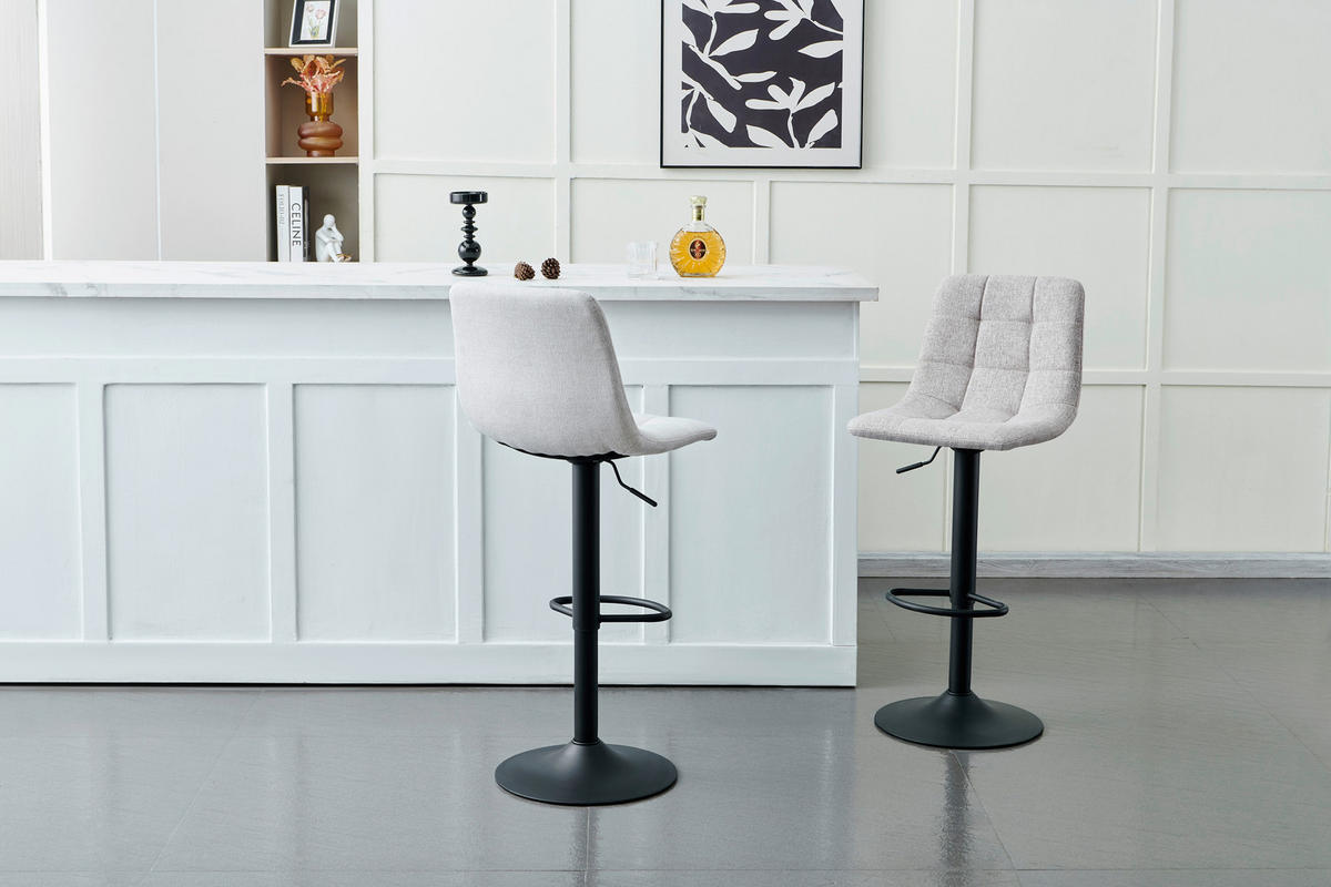 BAROVÁ ŽIDLE, černá, šedohnědá - černá/šedohnědá, Design, kov/textil (43/90-112/47cm)