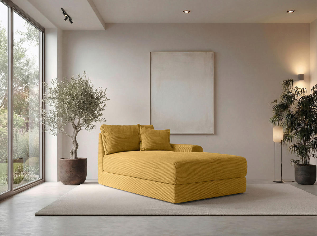 BIGSOFA Cord Senfgelb  - Senfgelb/Schwarz, MODERN, Kunststoff/Textil (117/93/190cm) - Carryhome