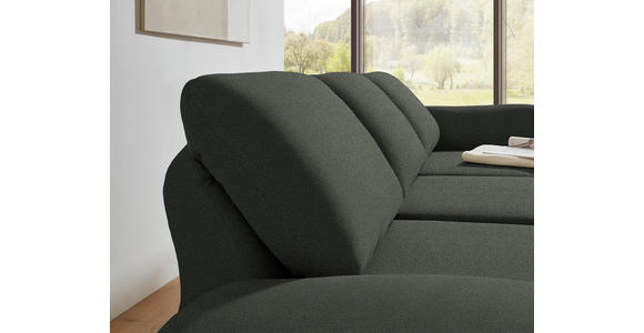 ECKSOFA  in Flachgewebe Grün Armteilverstellung, Relaxfunktion, Drehsitzfunktion  255-365/175-224 cm  - Schwarz/Grün, Design, Textil/Metall (255-365/175-224cm) - Dieter Knoll