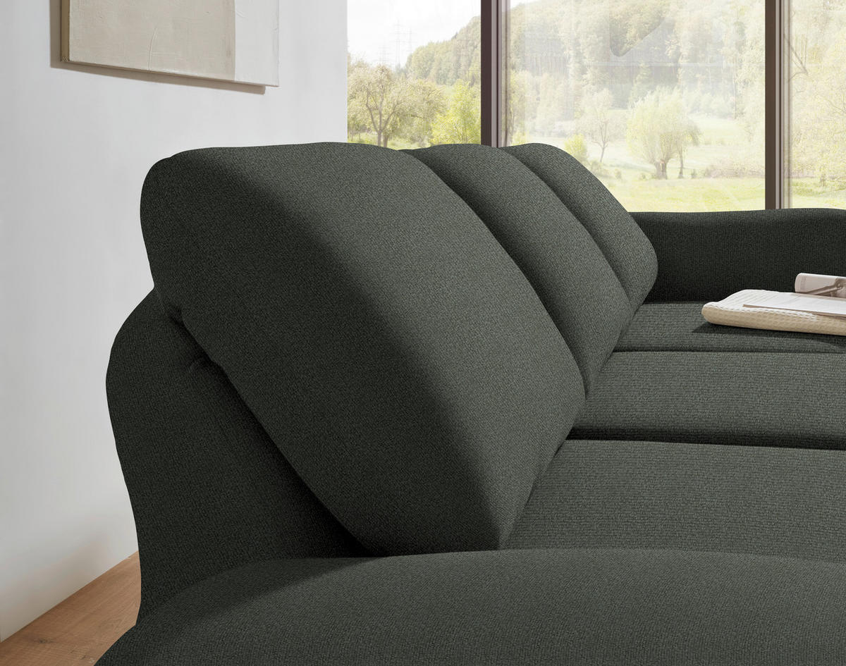 ECKSOFA  in Flachgewebe Grün  255-365/175-224 cm  - Schwarz/Grün, Design, Textil/Metall (255-365/175-224cm) - Dieter Knoll