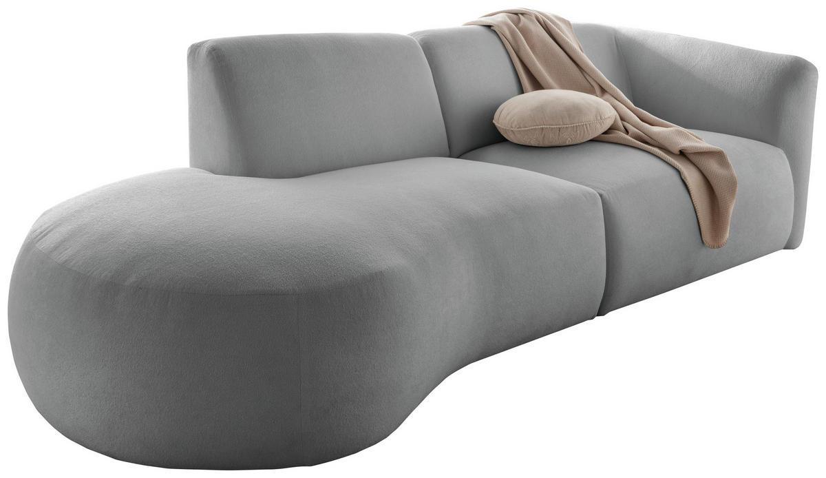 ECKSOFA in Mikrofaser Silberfarben  238/107 cm  - Silberfarben/Schwarz, MODERN, Kunststoff/Textil (238/107cm) - Livetastic