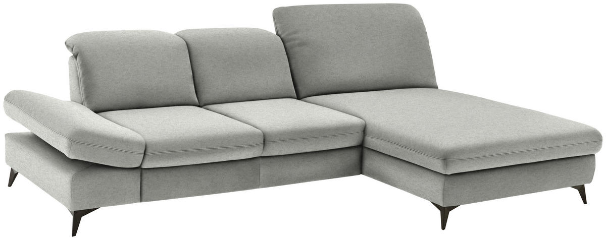 ECKSOFA Chenille Silberfarben  - Silberfarben/Schwarz, Design, Textil/Metall (288/198cm) - Beldomo Style