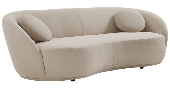 BIGSOFA Flachgewebe Beige  - Beige/Schwarz, Design, Kunststoff/Textil (245/81/120cm) - Ambia Home