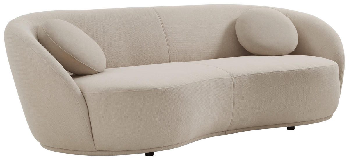 BIGSOFA in Flachgewebe Beige  - Beige/Schwarz, Design, Kunststoff/Textil (245/81/120cm) - Ambia Home