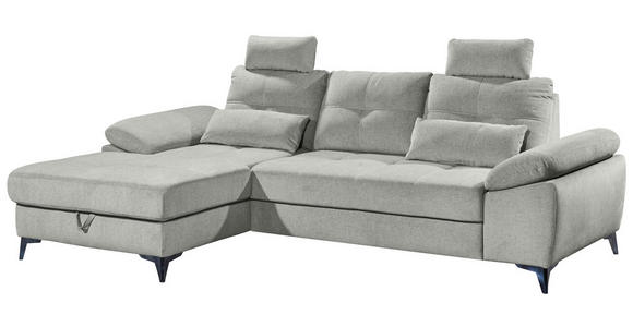 ECKSOFA Hellgrau Mikrovelours  - Chromfarben/Hellgrau, KONVENTIONELL, Kunststoff/Textil (170/270cm) - Carryhome