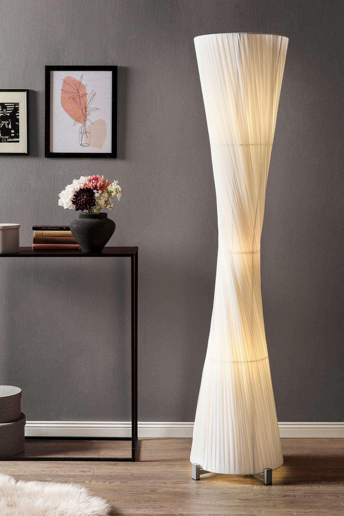 STEHLEUCHTE  39/180/39 cm   - Chromfarben/Weiß, Design, Kunststoff/Metall (39/180/39cm) - P & B