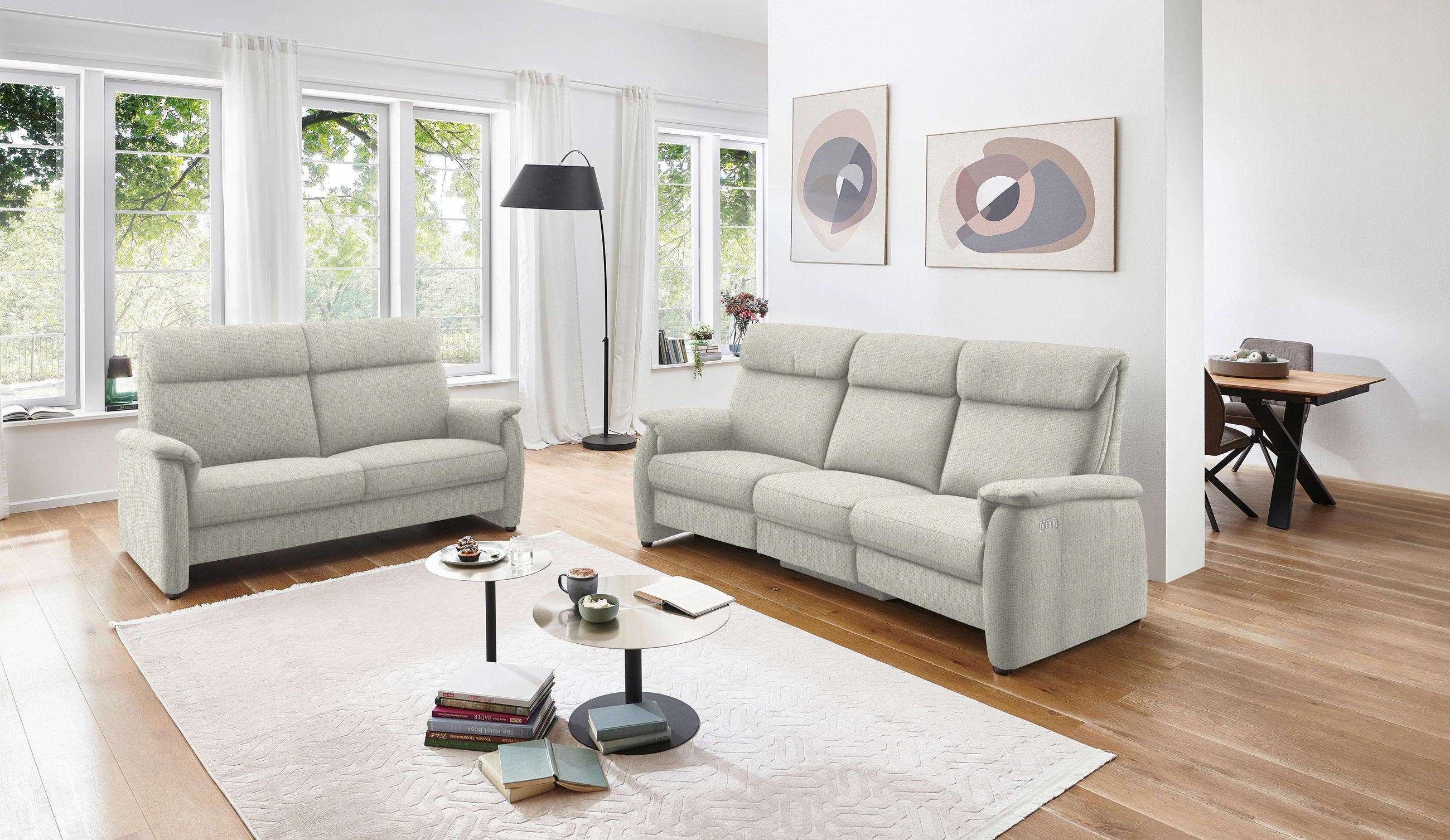 2,5-SITZER in Flachgewebe Naturfarben  - Schwarz/Naturfarben, KONVENTIONELL, Textil/Metall (178/107/97cm) - Pure Home Comfort