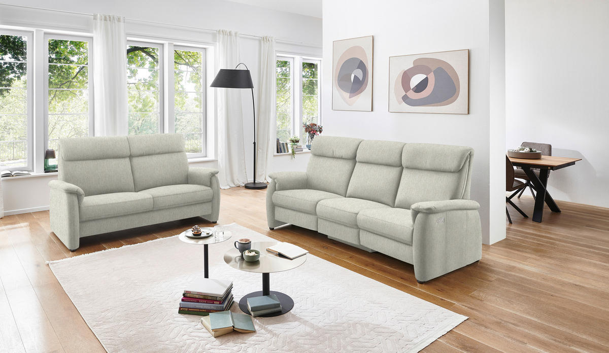 2,5-SITZER in Flachgewebe Naturfarben  - Schwarz/Naturfarben, KONVENTIONELL, Textil/Metall (178/107/97cm) - Pure Home Comfort