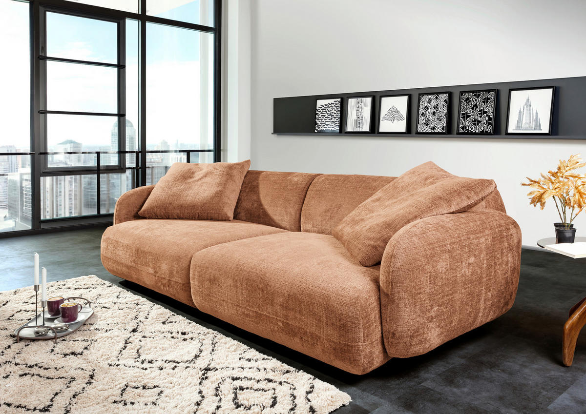 BIGSOFA Chenille Rostfarben  - Rostfarben/Schwarz, Modern, Kunststoff/Textil (270/112/125cm) - Carryhome